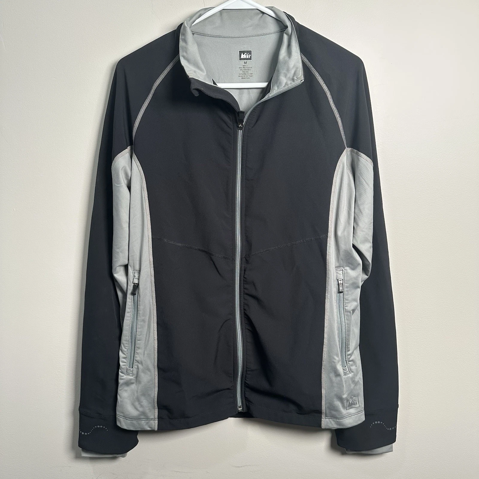 REI Men’s Gray Zipper Jacket With Back Pocket, Medium Fall Spring