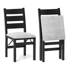 Folding Chairs Set of 2 Modern Upholstered Chairs w/Comfy Backrest  Padded Seat