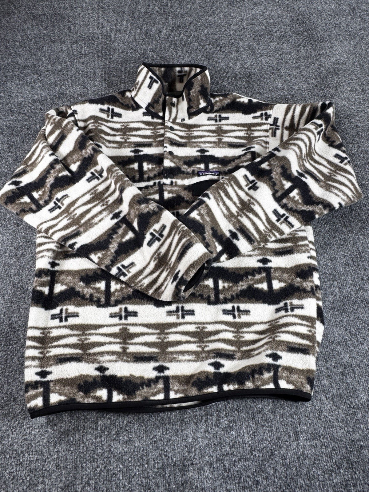 Patagonia  Synchilla Shepherd Knit Birch White Snap-T Jacket Men's Size Medium