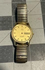 Vintage 1980s Omega Gold Seamaster Quartz Date Watch Broken And Engraved Back
