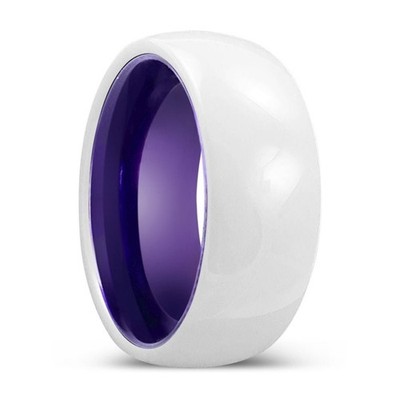 SHIMMER | Purple Ring, White Ceramic Ring, Domed
