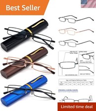 Brand New 3 Pack Slim Reading Glasses Small Tube Stylish Portable Clip Case B...