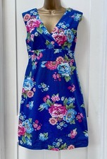 Joules Julia Blue Posy Floral Cotton Pencil Dress UK10 Tea Garden Party Picnic