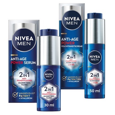 NIVEA MEN Anti-Age 2in1 Power Serum 30ml + 24h Feuchtigkeitscreme 50ml LSF30 Set