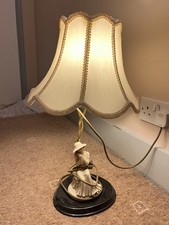Vintage “The Leonardo Collection” Lady Figurine Table Lamp with Scalloped Shade