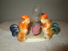 alte antike Sanduhr Eieruhr Goebel W. Germany Hühner Hahn E91