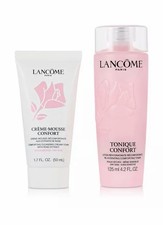 Lancome Tonique Confort Toner 4.2 Oz Cr me-Mousse Cleanser 1.7oz 2-Pc Travel Set