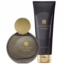 AVON SET  FAR AWAY GLAMOUR  EAU DE PARFUM + LOZIONE CORPO + CAMPIONCINI REGALO
