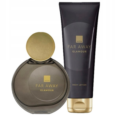 AVON SET FAR AWAY GLAMOUR EAU DE PARFUM + KÖRPERLOTION + GESCHENKPROBEN