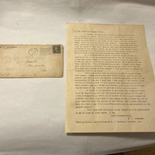 W J Jackson Political Letter And Envelope 1922 Cullman Alabama