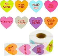 50 Heart Happy Valentine's Day Conversation stickers craft cards seals 1.5"