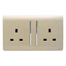 Plug Sockets 2 Gang 13 Amp Screwless Designer Decorative Modern Trendi Switch