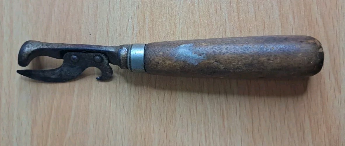 Antique Can Opener Bottle Opener Wood Handle 12/9/19 PAT B11-image