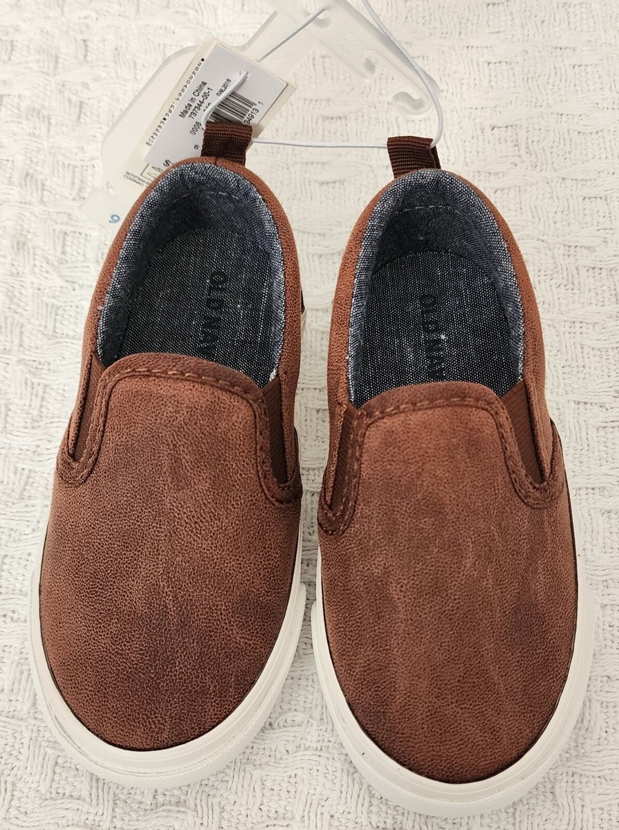 NEW Old Navy Boys Brown Faux Leather Loafers Slip-on Shoes Size