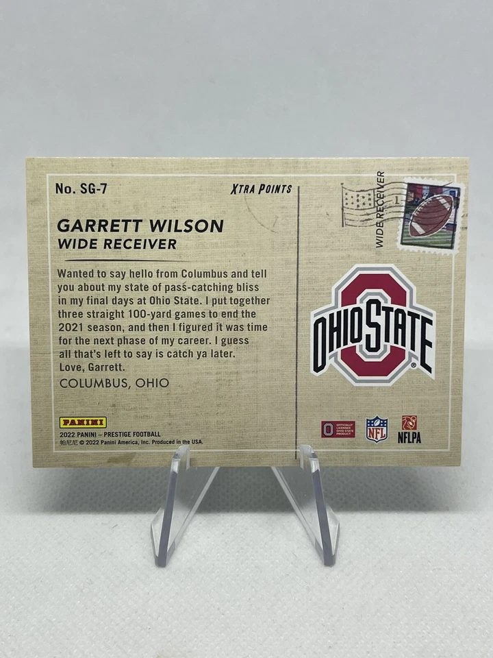 GARRETT WILSON 2022 Panini Prestige Seasons Greetings Green Parallel /249 JETS - Image 3 of 3