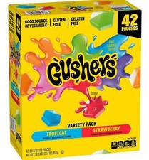 Fruit Gushers Variety Pack 2 Boxes Tropical Strawberry 42ct Each 0.8oz New