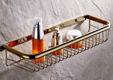 45cm Gold Color Brass Bathroom Accessory Shower Shelf Storage Basket Holder