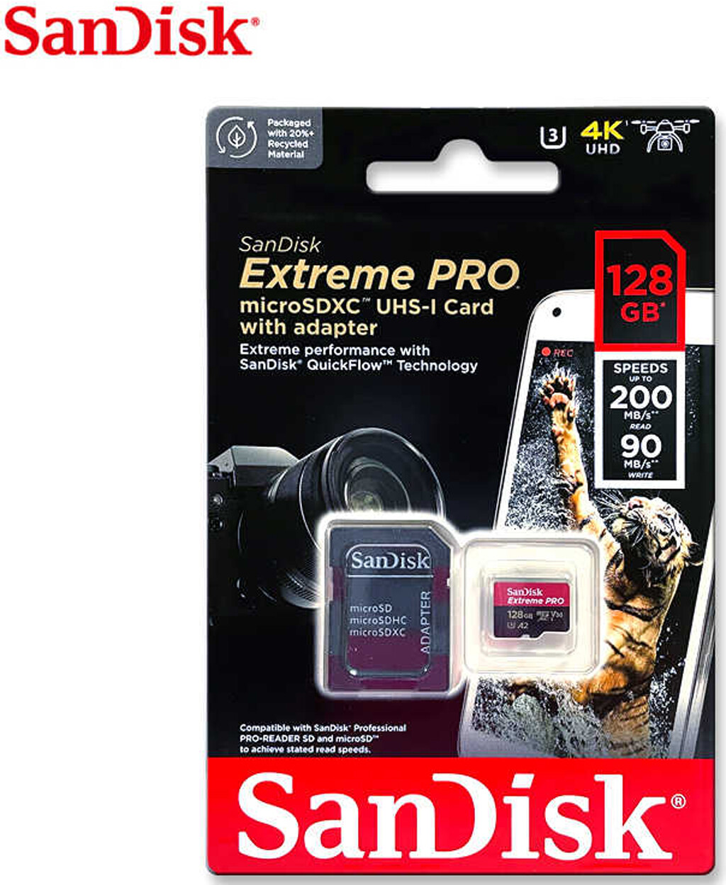 SanDisk 128GB 256G 512GB Extreme PRO microSDXC 200MB/S Camera Drone SDSQXCD-XXXG-image