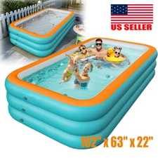 Family Inflatable Swimming Pool for Kids and Adults, 102" x 63" x 22" Rectangula
