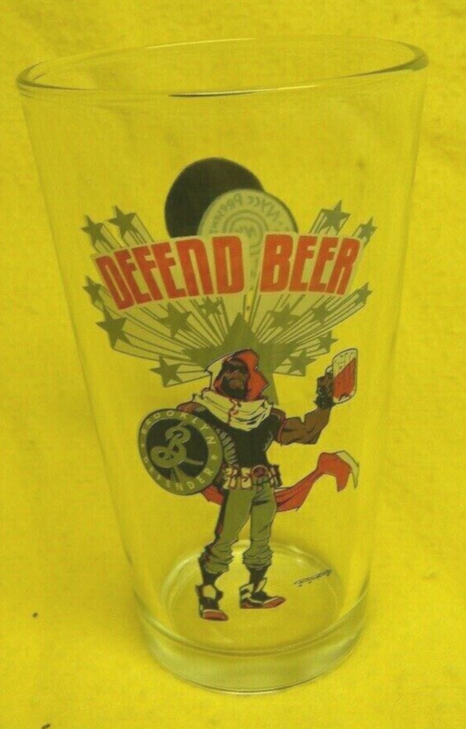 BROOKLYN BREWERY DEFENDER DEFEND BEER PINT GLASS NEW YORK COMIC CON SUPER HERO