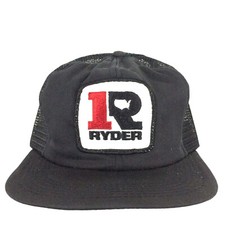 Vtg Ryder Truck Patch Hat Logo Mesh Made USA Snap Back Trucker Baseball Dad Cap