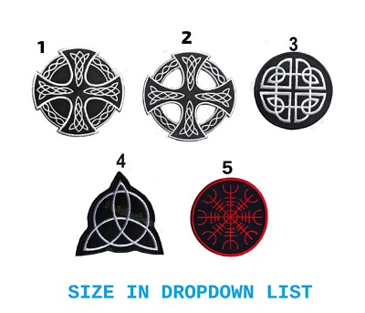 Viking Helm of Terror Celtic Cross Knot Irish Triquetra Gothic Iron Sew On Patch