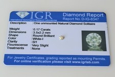 Diamant Blanc de 0,17 ct - Taille Rond Brillant - avec Certificat IGR
