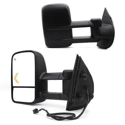 Pair Towing Mirrors For 07-13 Silverado Sierra 1500/2500 Power Heated Arrow Lamp