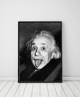 Albert Einstein Tongue Out Wall Art, Old Vintage Photo Print, Unframed