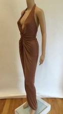 VERSACE VINTAGE SS 2005 PLUNGING HALTER RUNWAY GOWN SZ IT 40
