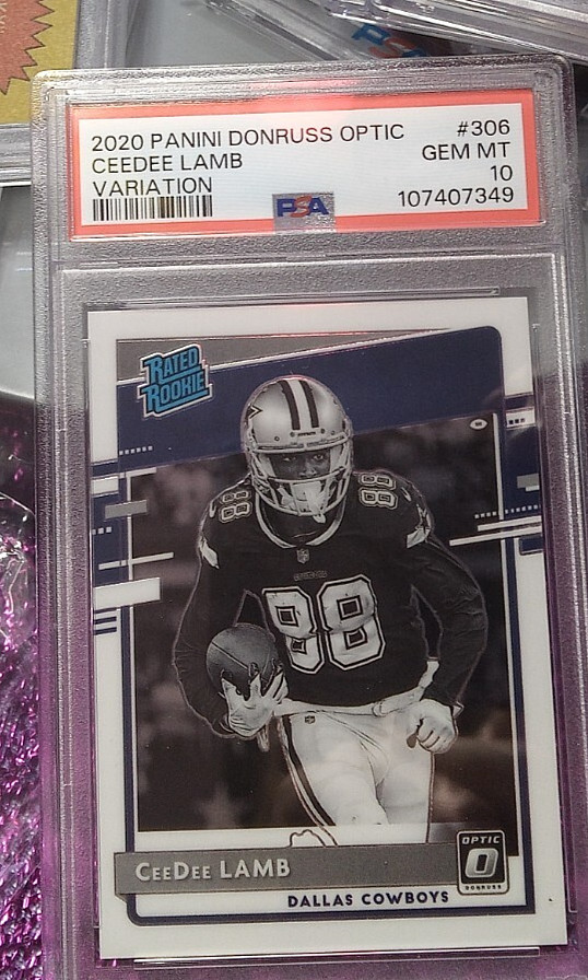 2020 CEEDEE LAMB BLACK WHITE VARIATION DONRUSS OPTIC #306 PSA 10