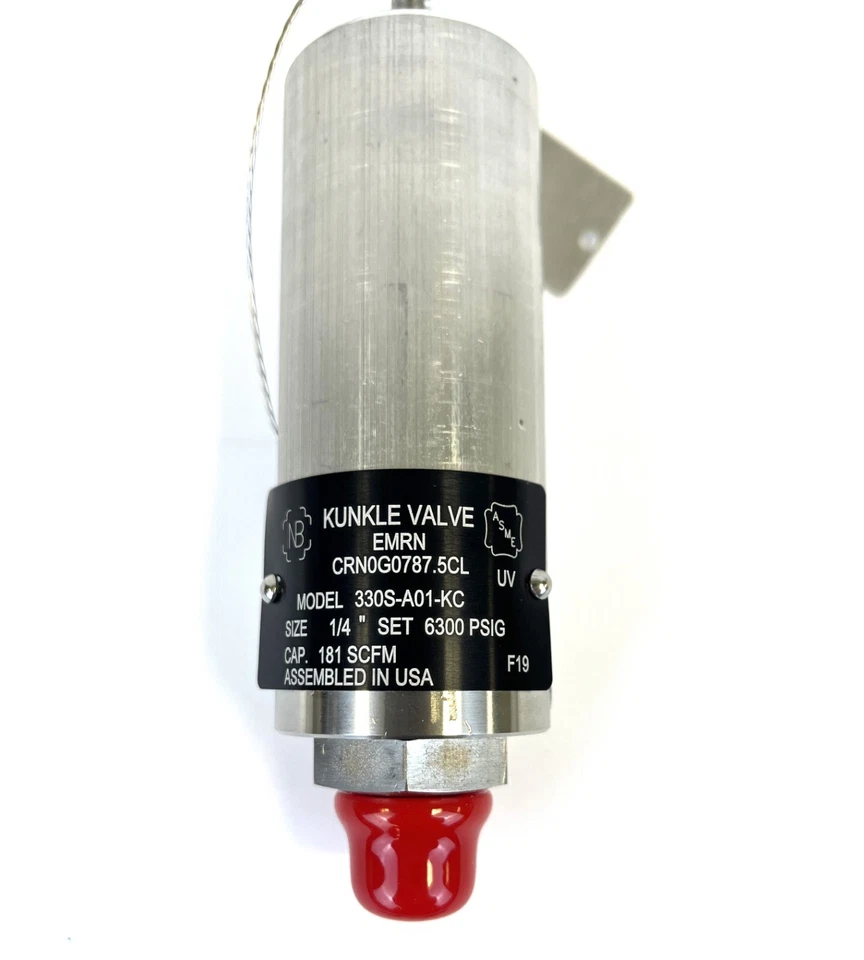 KUNKLE, 330S-A01-KC6300, PRESSURE RELIEF VALVE, SST, 1/4" NPT, 6300PSI NIB NOS S - Image 2 of 4