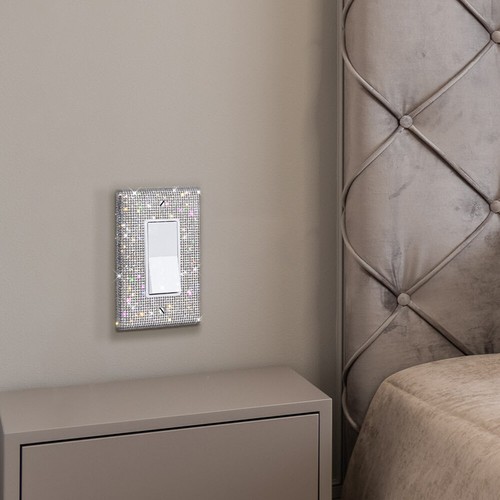 Cubierta de placa de pared interruptor basculante de salida de palanca dúplex brillante diamantes de imitación de 1 2 3 velocidades - Imagen 23 de 37