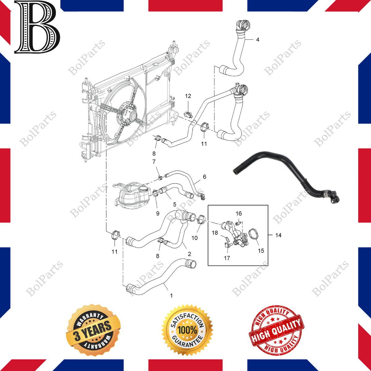 Radiator Hose - Expansion Tank To Throttle Body For Vauxhall Opel Corsa D | OEM Reference 13408388