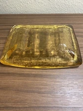 Fire and Light Recycled Art Glass Soap Dish Citrus Color