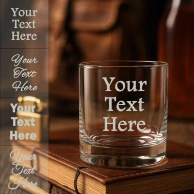 4YOURHAPPINESS Personalised Whiskey Glass Engraved Coaster Gift Your Any Text Glassware Whisky