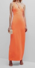 $395 Liv Foster Women's Orange Cutout Twill One-Shoulder Gown Dress Size 0