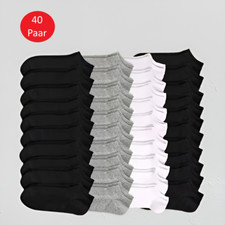 40 Paar Sneaker Socken Herren 38-44 Schwarz/G...