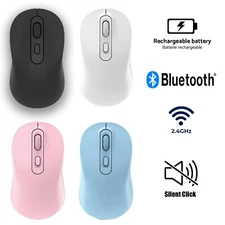 2.4Ghz Bluetooth Dual Wireless Mouse Silent Rechargeable for Laptop PC Tarvel