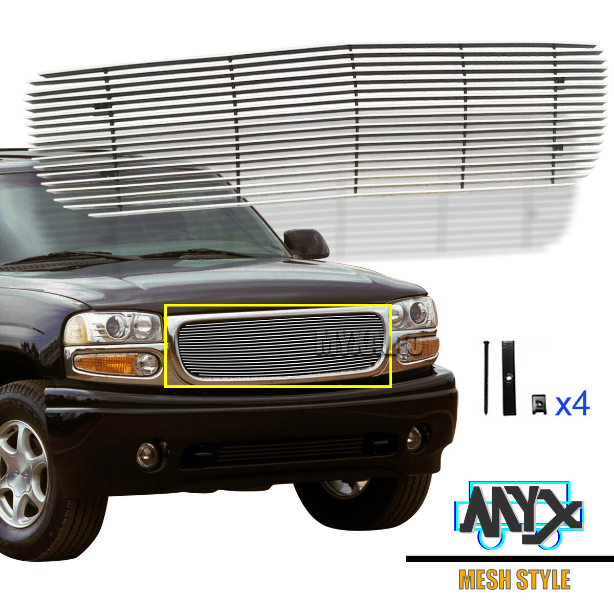 Fits 2001-2006 GMC Yukon/Yukon Denali/1999-2002 Sierra Billet Grille Upper Grill