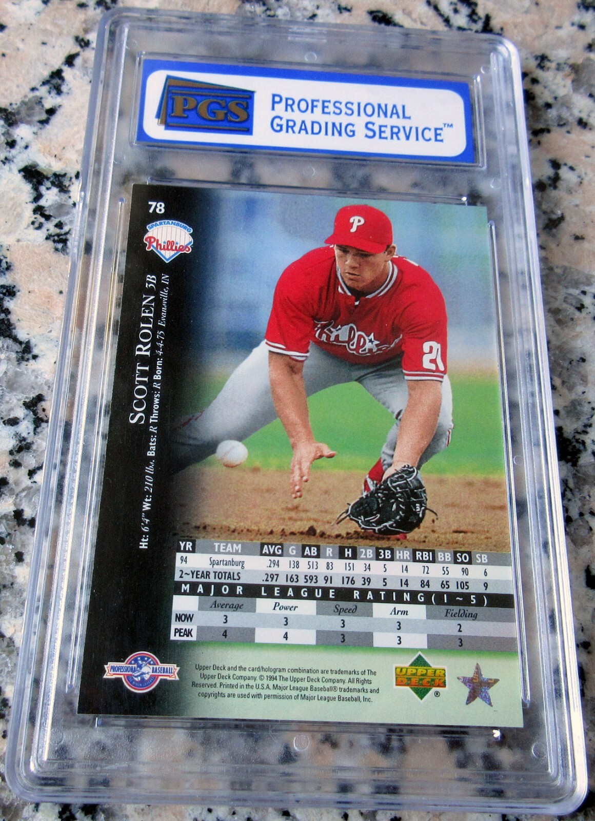 Scott Rolen Rookie SCOTT ROLEN 1995 Upper Deck Rookie Card RC PGS 9 MINT Hall Of Fame HOF ...