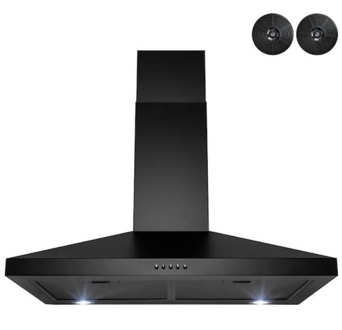 black convertible range hood