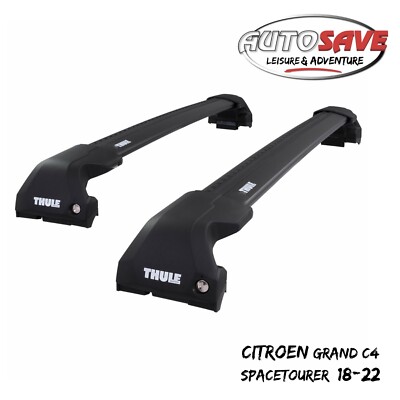 Thule WingBar Edge Black Roof Bars for Citroen Grand C4 SpaceTourer 18-22 Rails