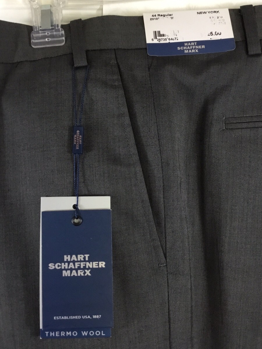メジャー Hart Schaffner Marx Dress Pants Mens 44R New York Fit Gray Thermo