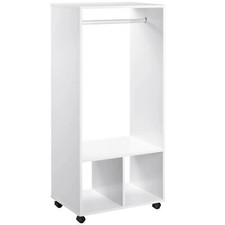 Open Wardrobe Clothes Rail Bedroom Clothes Storage Rod Shelves Rack  White