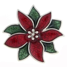 Snap Jewelry Poinsettia Christmas Enamel fits 18-20mm Ginger Charms Accessories