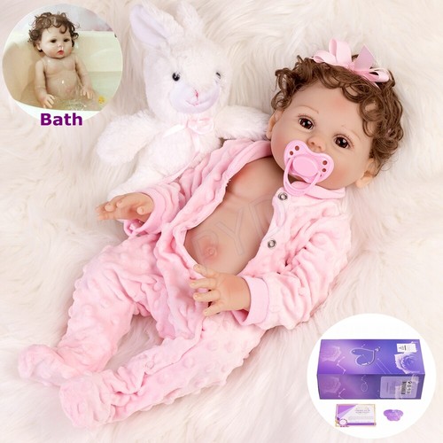 Full Body Silicone Vinyl Reborn Doll Soft Baby Girl Lifelike Newborn Dolls Gift