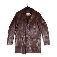 Sears Jacket Mens 44 X-Tall XT Brown The Leather Shop Zip Sherpa Lined Vintage