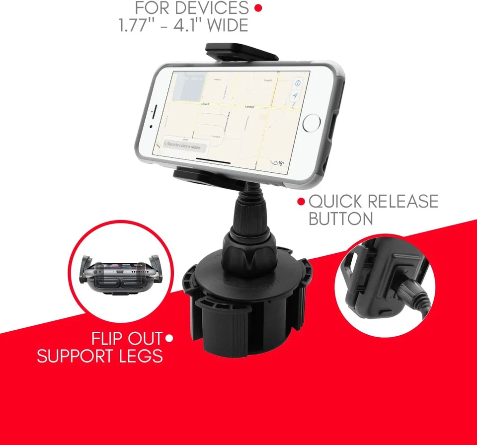Macally Adjustable Automobile Cup Holder Mount for Smartphones - Black - Image 4 of 4
