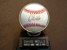 DAVID WELLS PERFECT GAME NY YANKEES SIGNED AUTO VINTAGE OAL BASEBALL JSA BASE